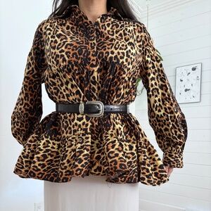 Topshop leopard tiered top